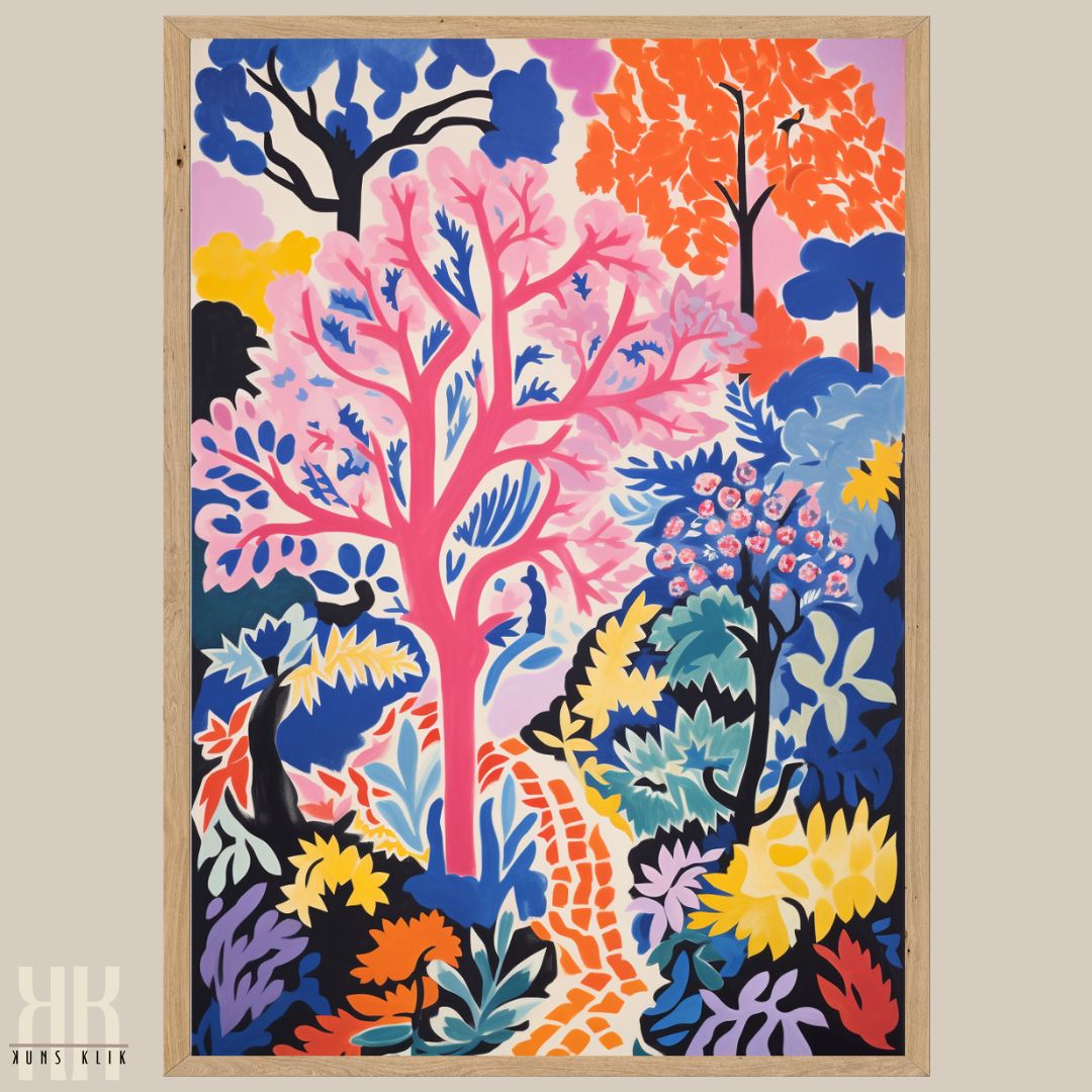 Colourful Forest and Mountain Scene Art Print