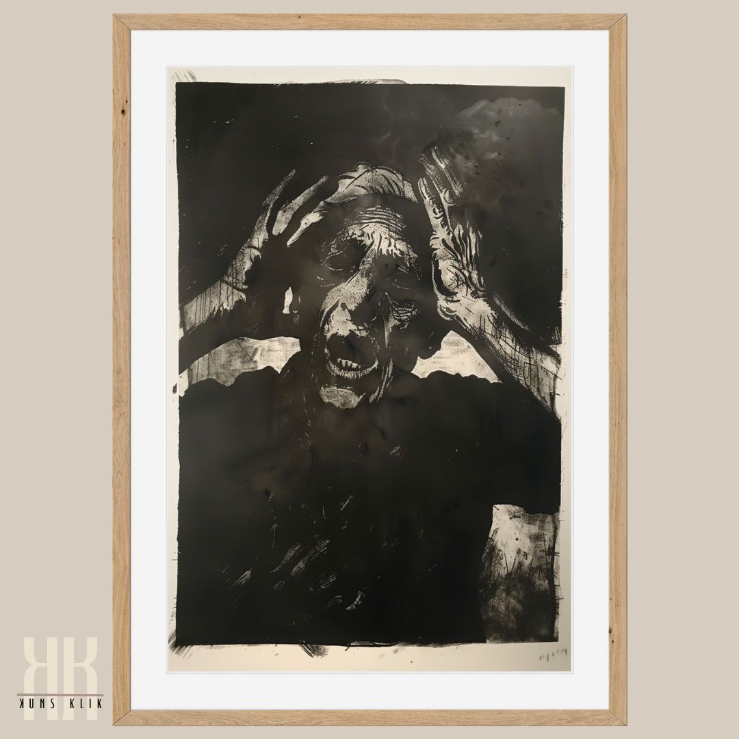 Dark Art Deranged Man Charcoal Sketch