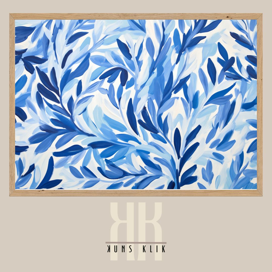 Leaf Pattern Blue Art Print