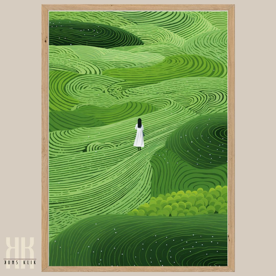 Nature-Inspired Green Abstract Wall Art Print