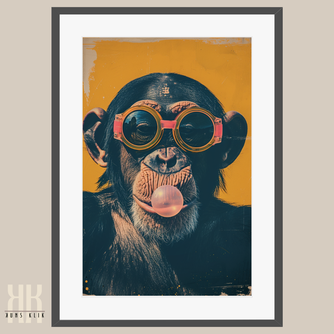 Chimpanzee Blowing Bubblegum Bubble