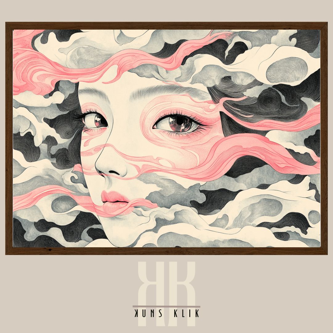 Japanese-Inspired Ethereal Portrait - Fine Art Wall Poster