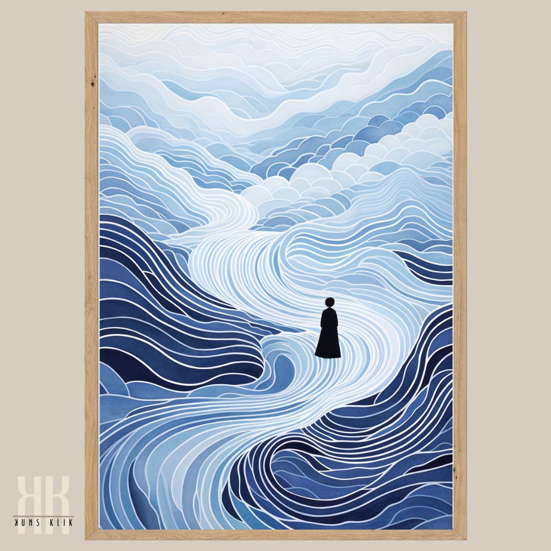 Blue and White Abstract Landscape Prints