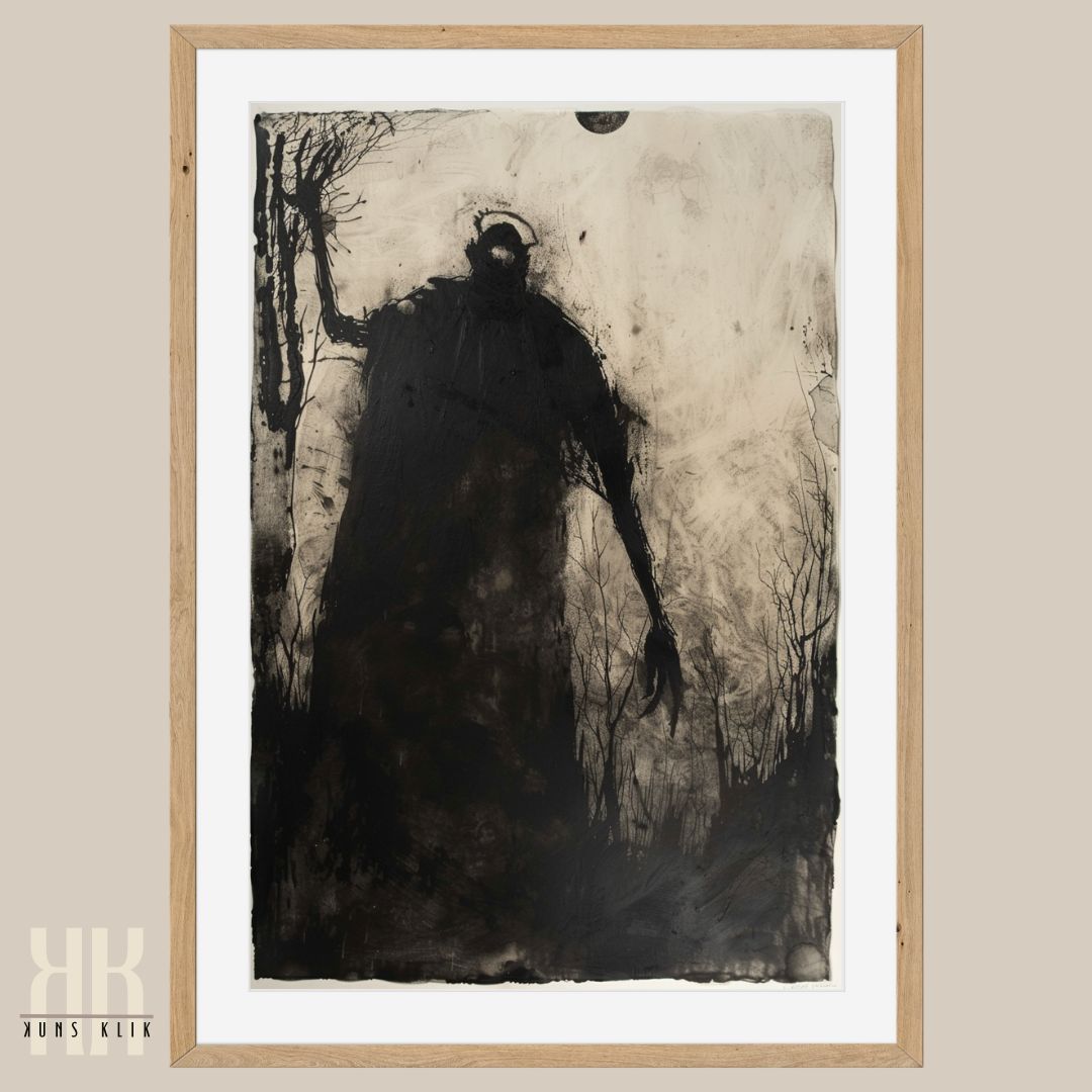 Dark Figure Strange Sketch Art in Black