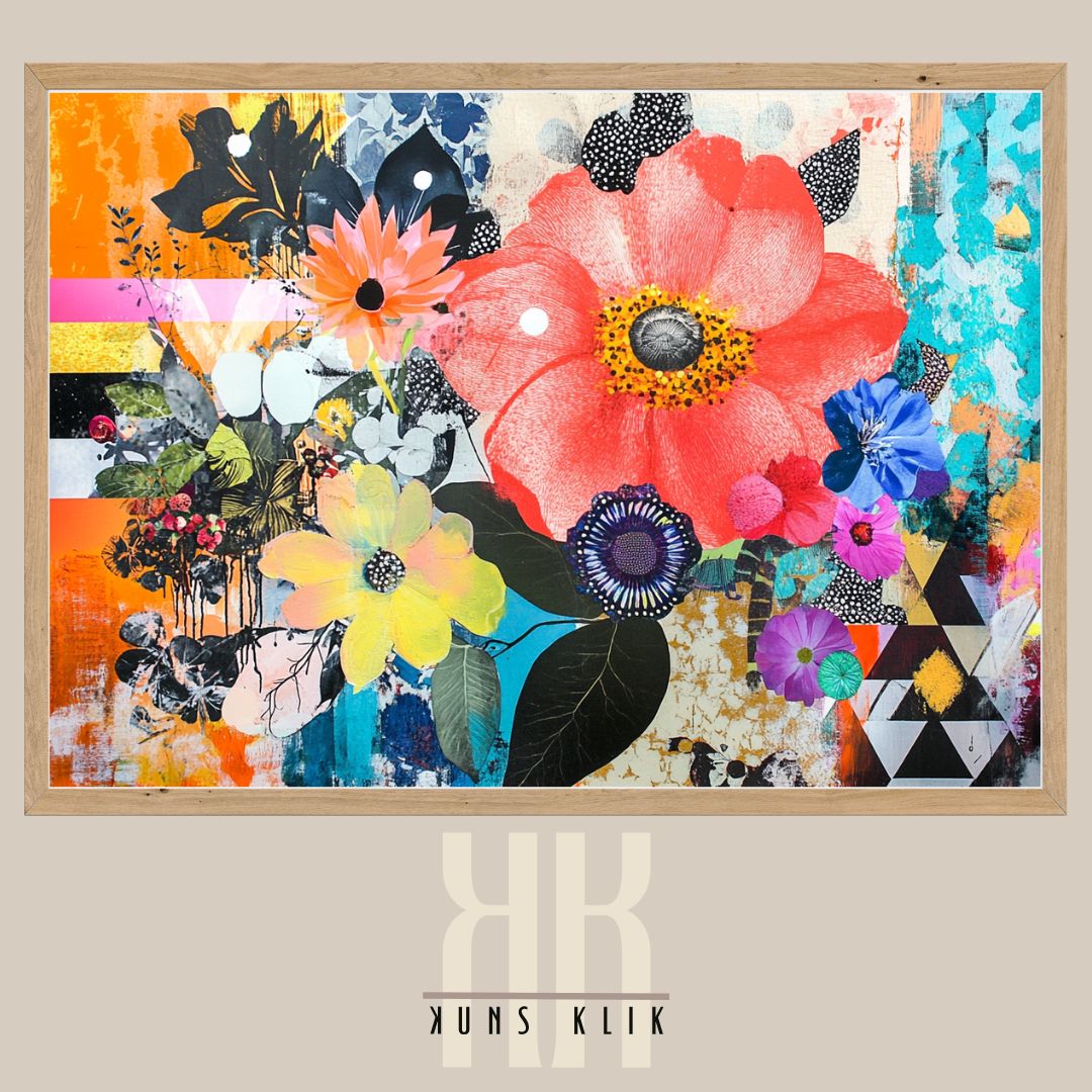 Abstract Boho Collage Print – Fashion Illustration with Bold Florals