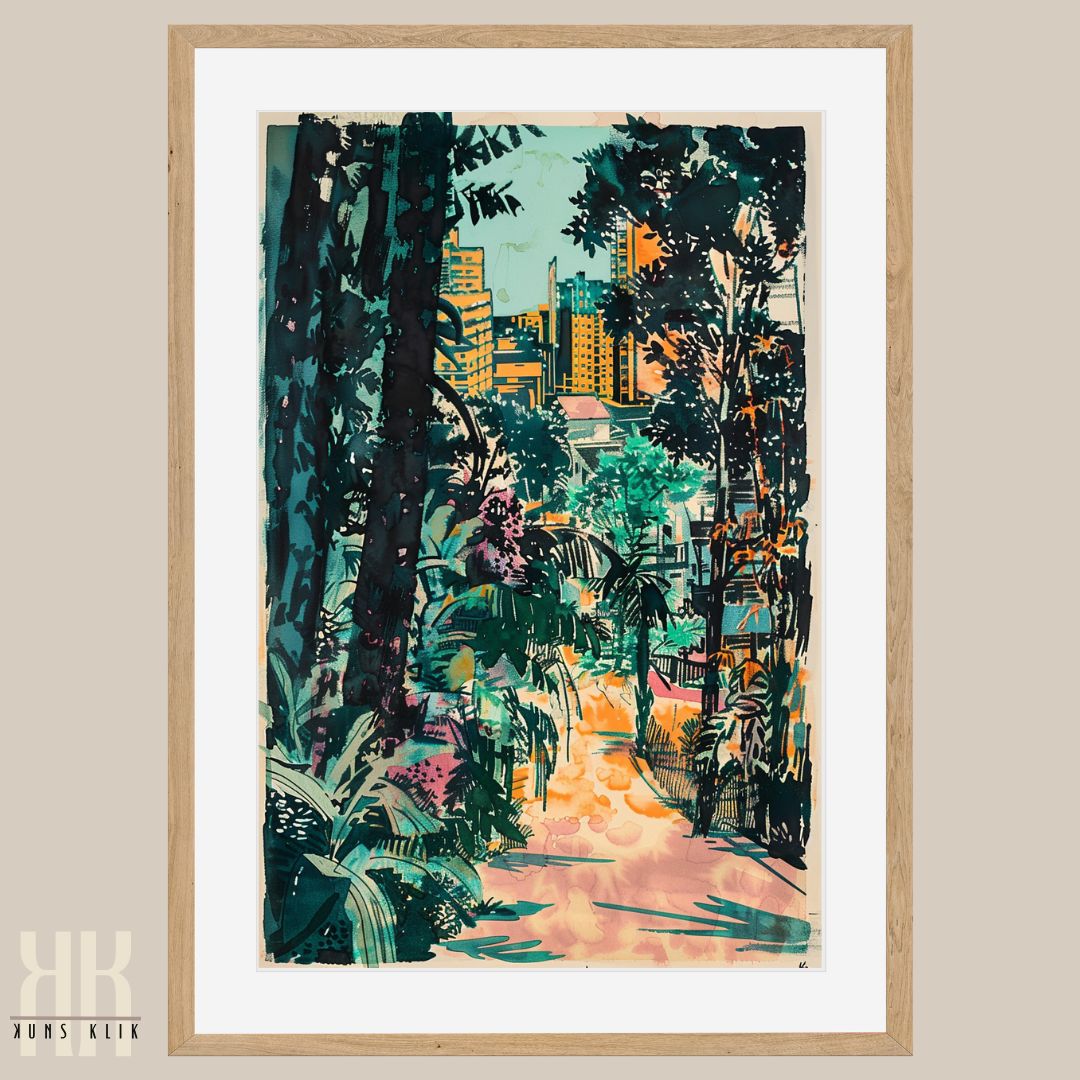 Mid-Century Modern Tropical Print – Vintage Palms & Coastal Houses