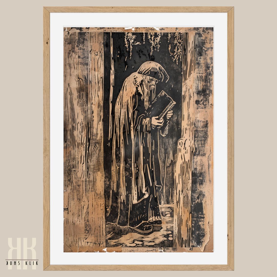 Old Man Lone Figure Vintage Antique Wall Art