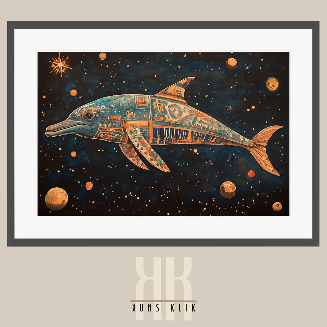 Surreal Dolphin in a Cosmic Realm - Unique Universe Wall Decor