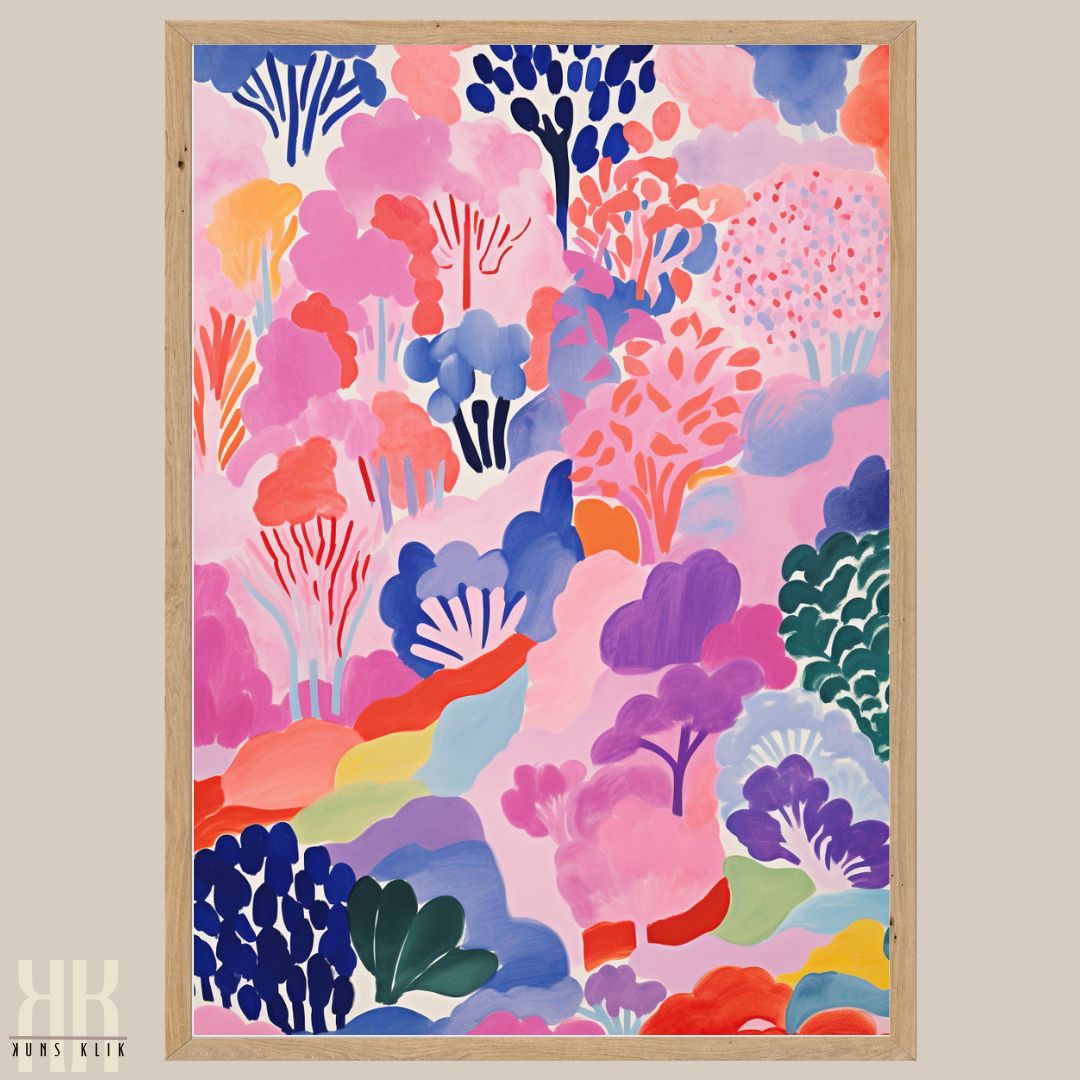 Matisse Style Art Print of Forest and Mountains