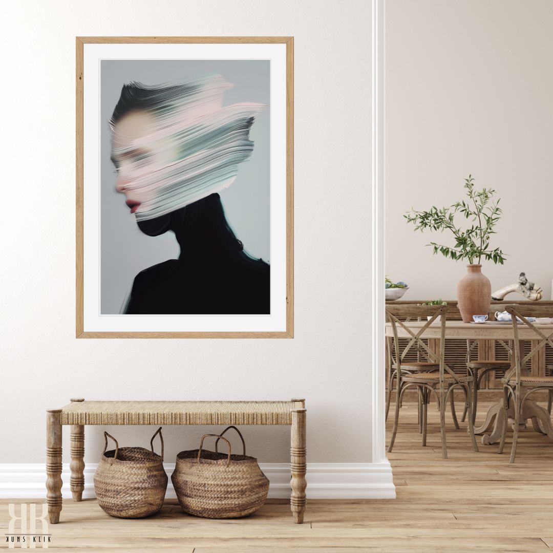 Contemporary Black Brush Stroke Portrait Art