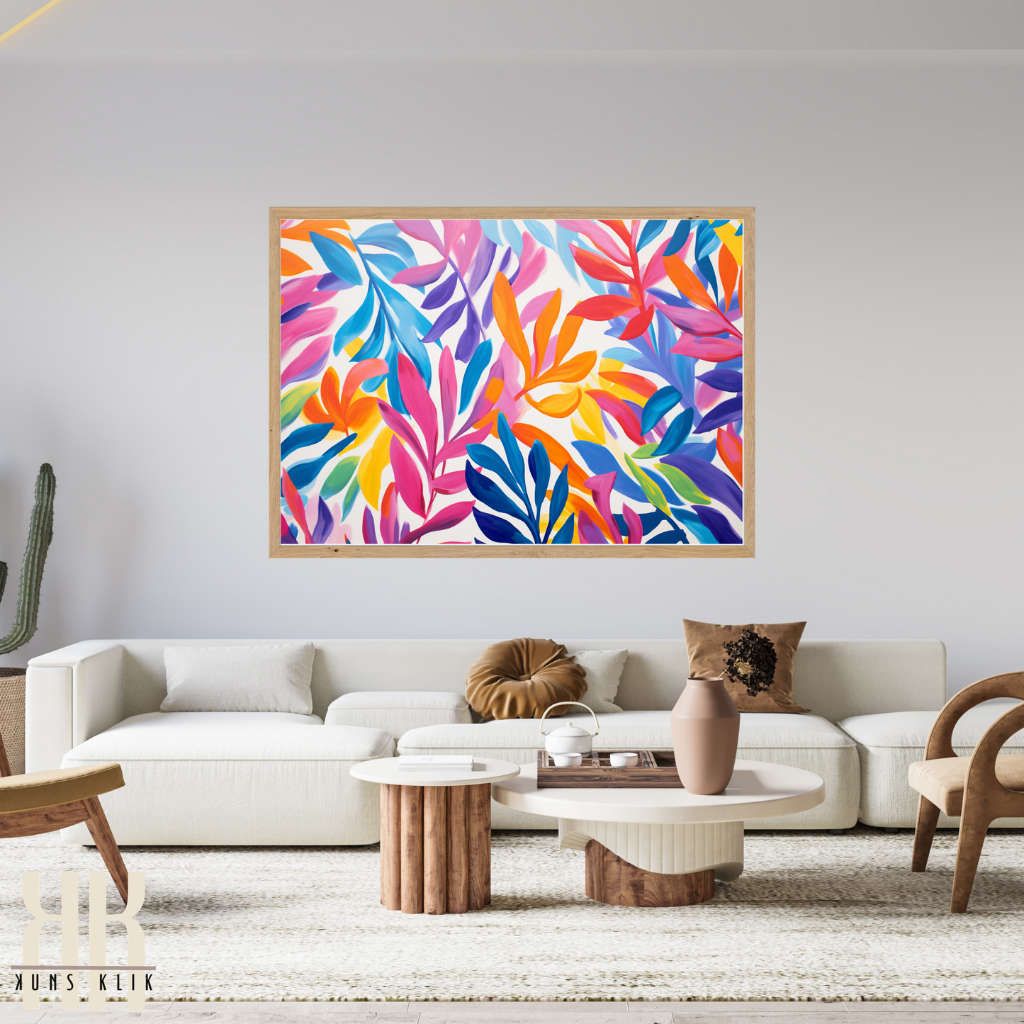 Colourful Leaf Broad Brush Stroke Matisse Pattern Print - 19