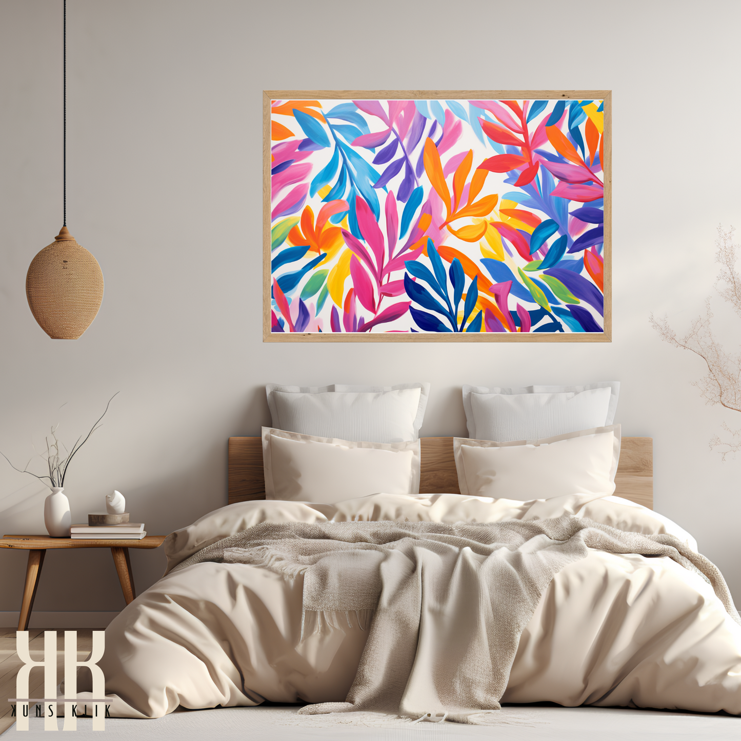 Colourful Leaf Broad Brush Stroke Matisse Pattern Print - 19