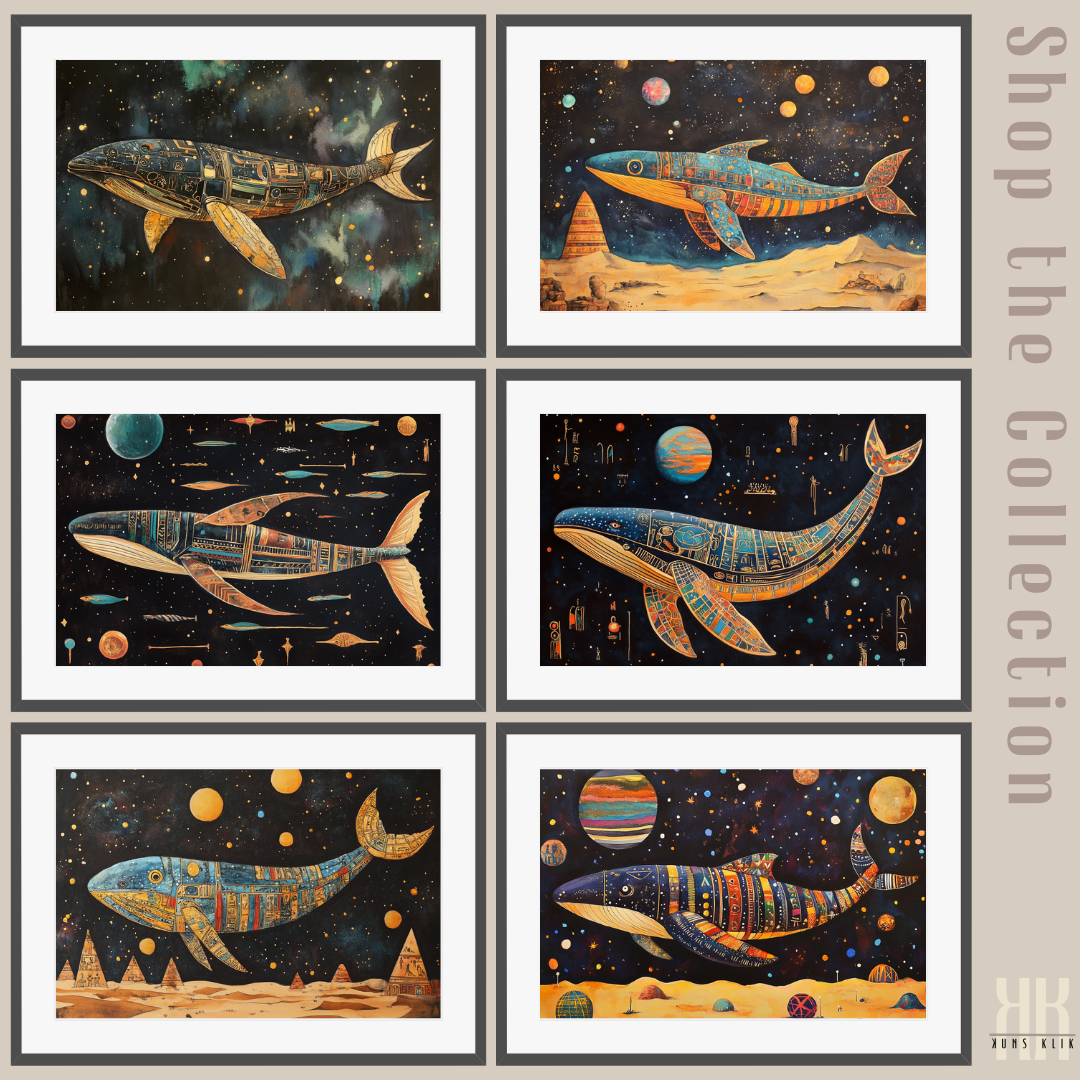Ethereal Dolphin Swimming in the Stars - Astral Art Poster