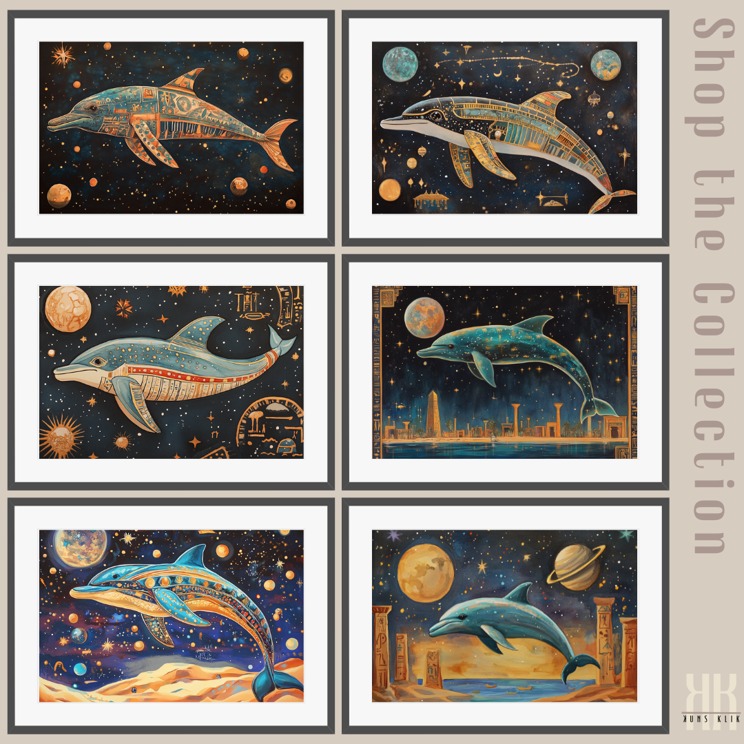 Ethereal Dolphin Swimming in the Stars - Astral Art Poster