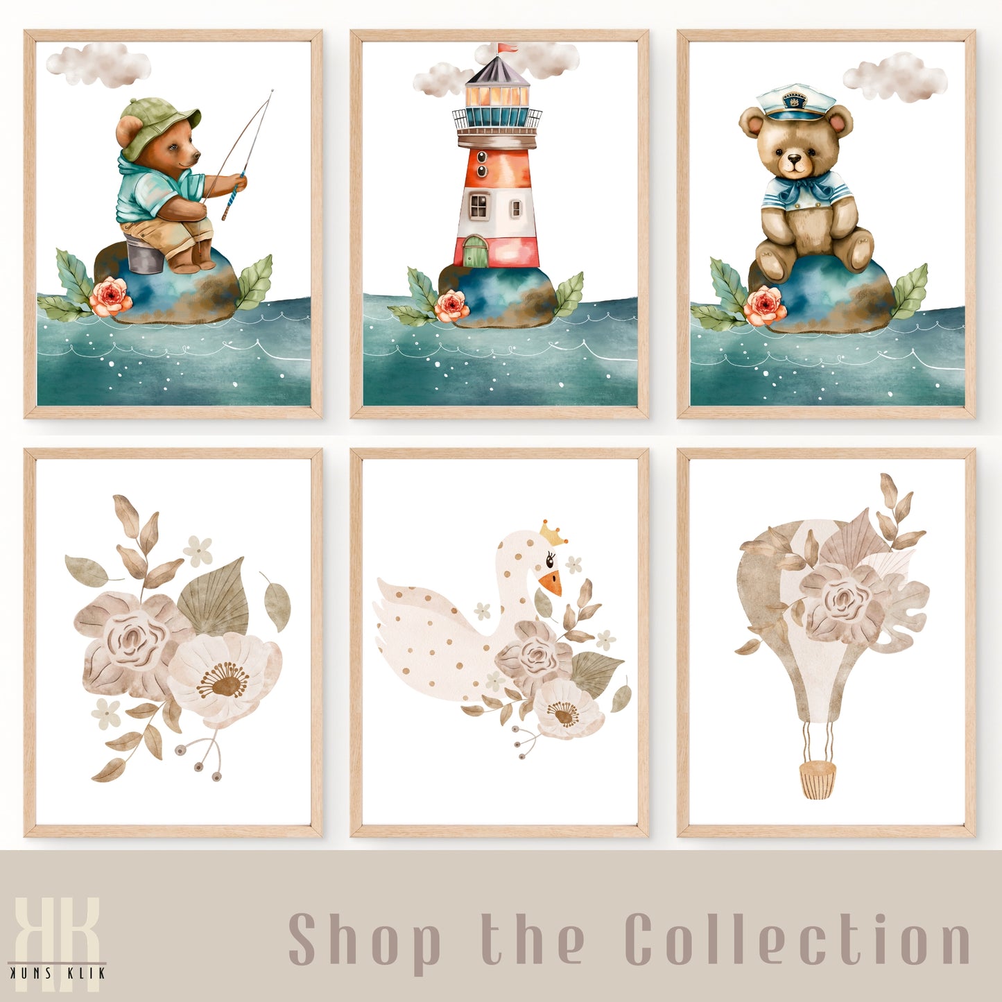 Watercolour Nursery Kids Art 3 Piece Set - 4