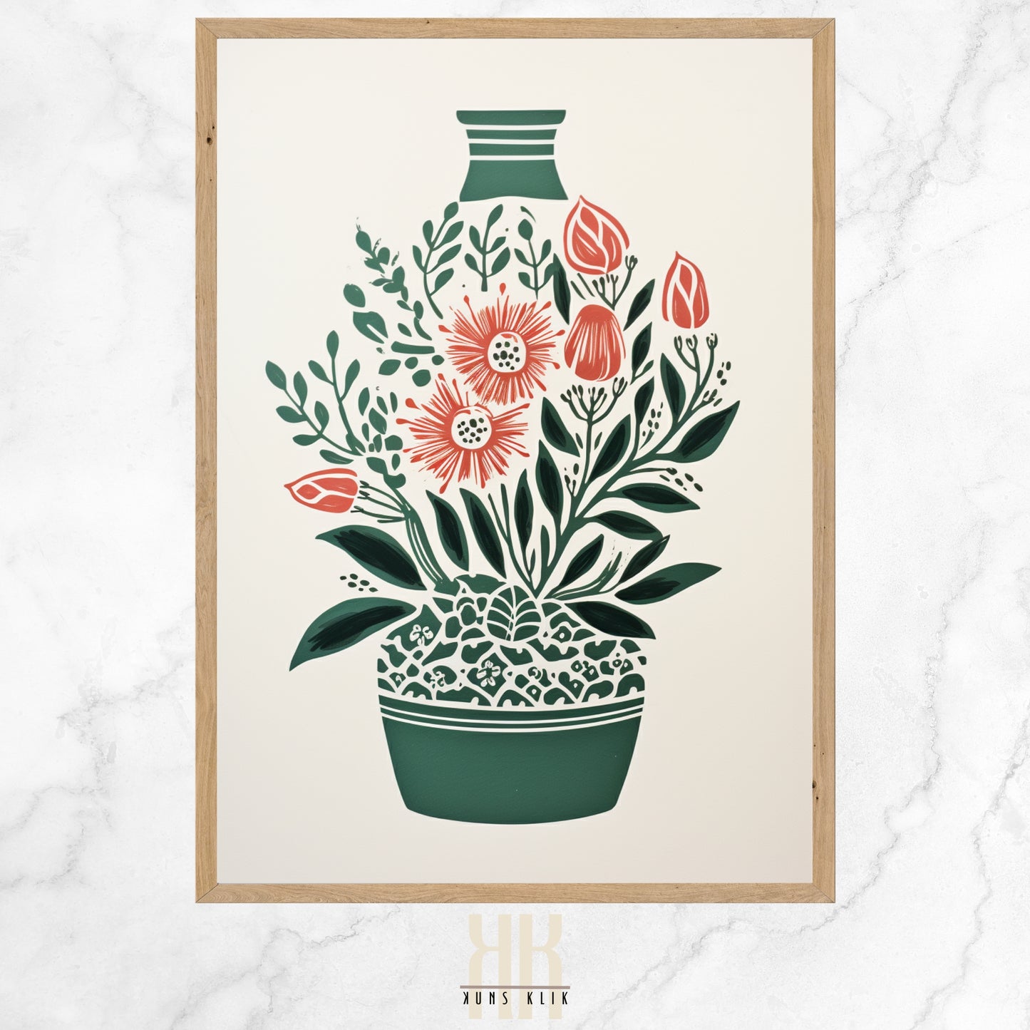 Vintage-inspired illustration of an apothecary bottle filled with stylized pink roses and surrounded by an array of botanical motifs