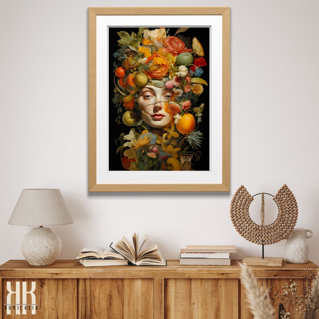 Detailed Botanical Woman Portrait Canvas Print