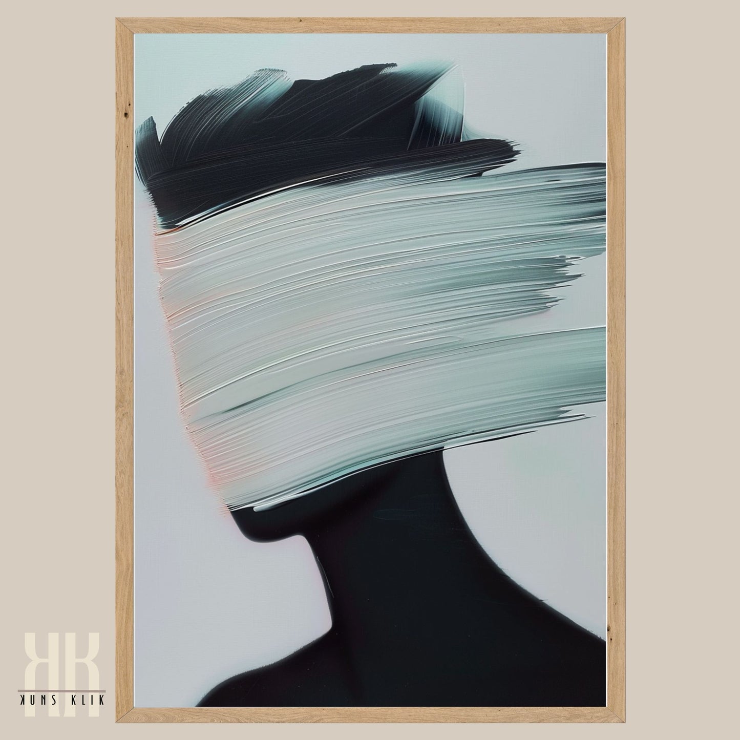 Abstract Art Print of Woman in Modern Monochrome Style