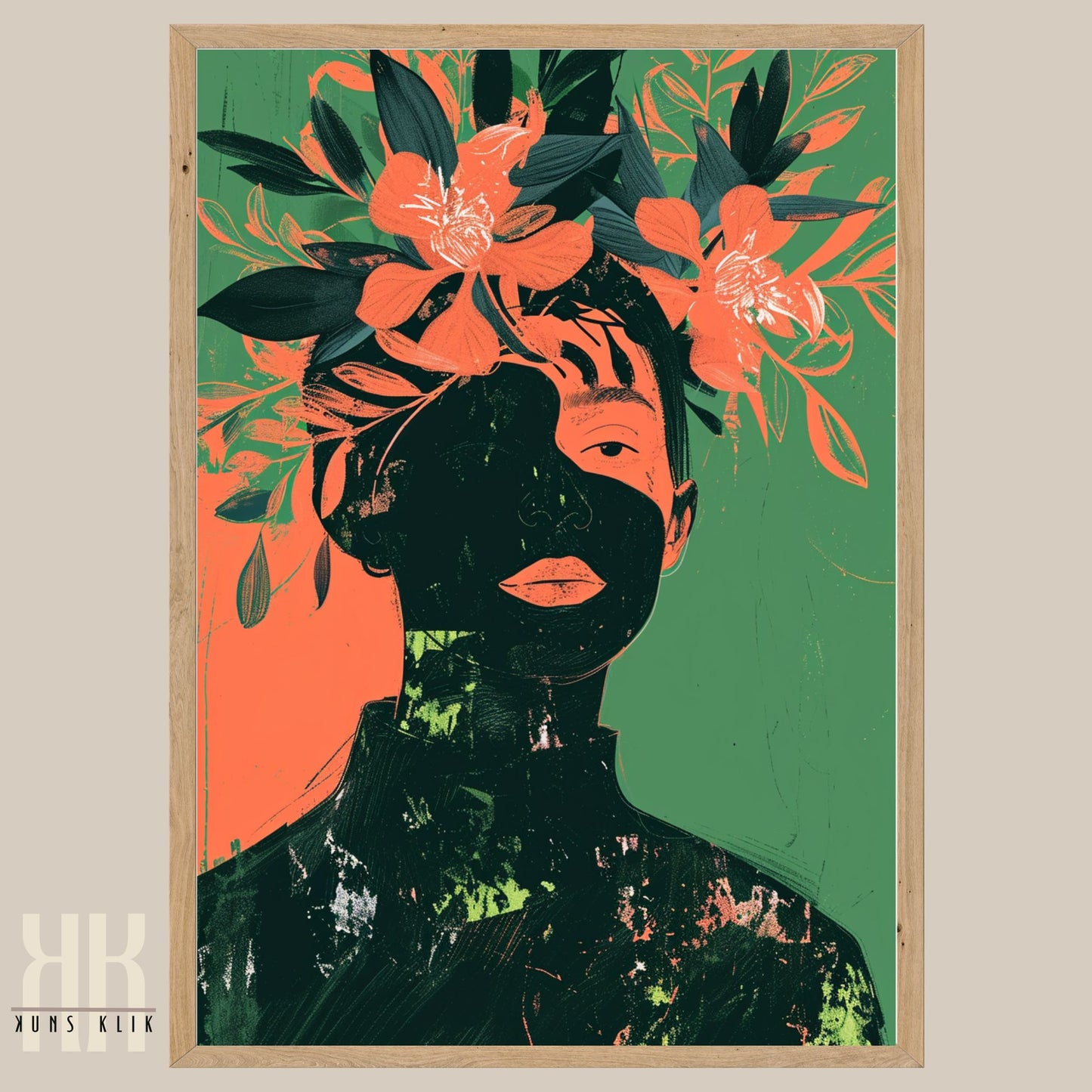 Bold Green and Pink Fashion Illustration Wall Art