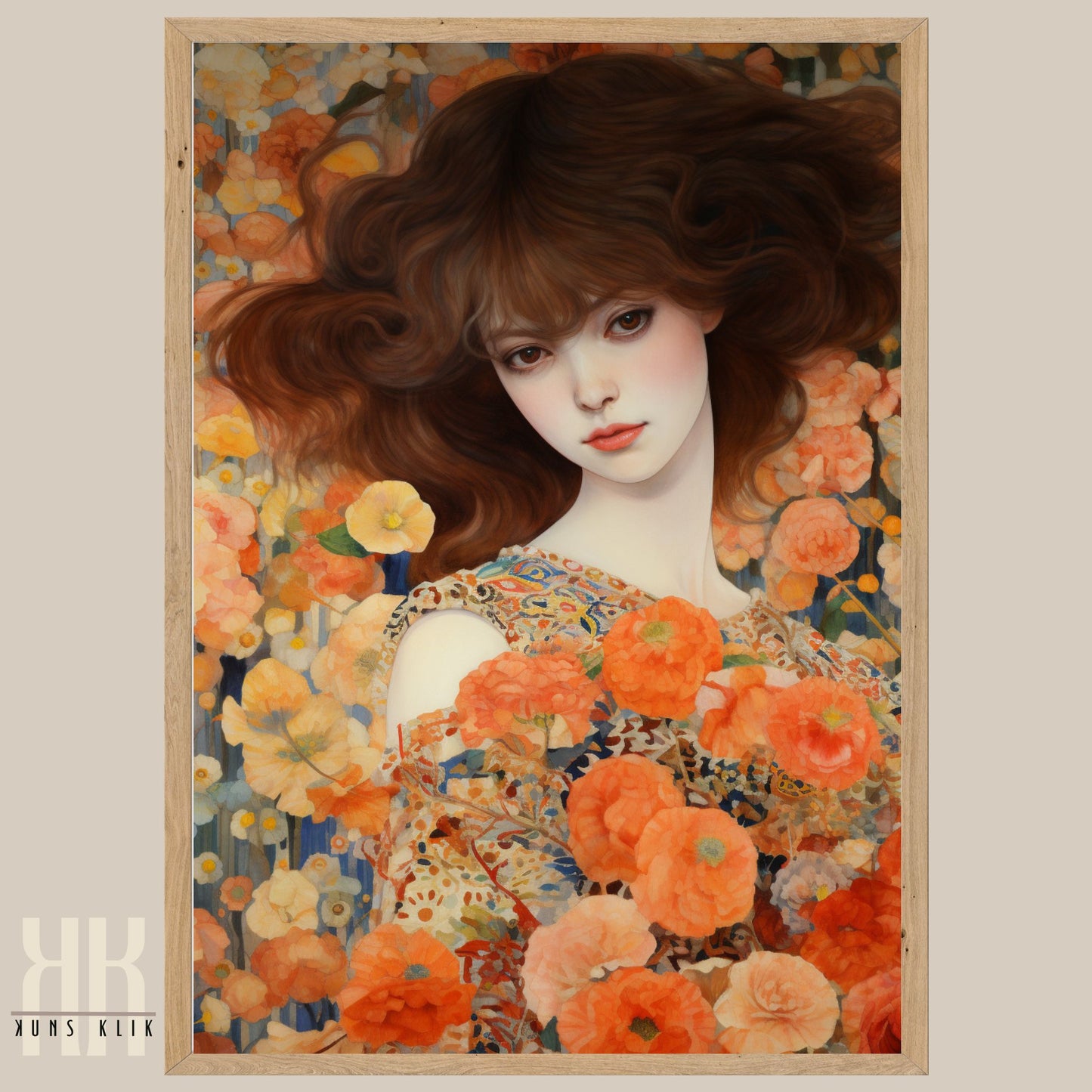 Romantic Floral Woman Portrait Print
