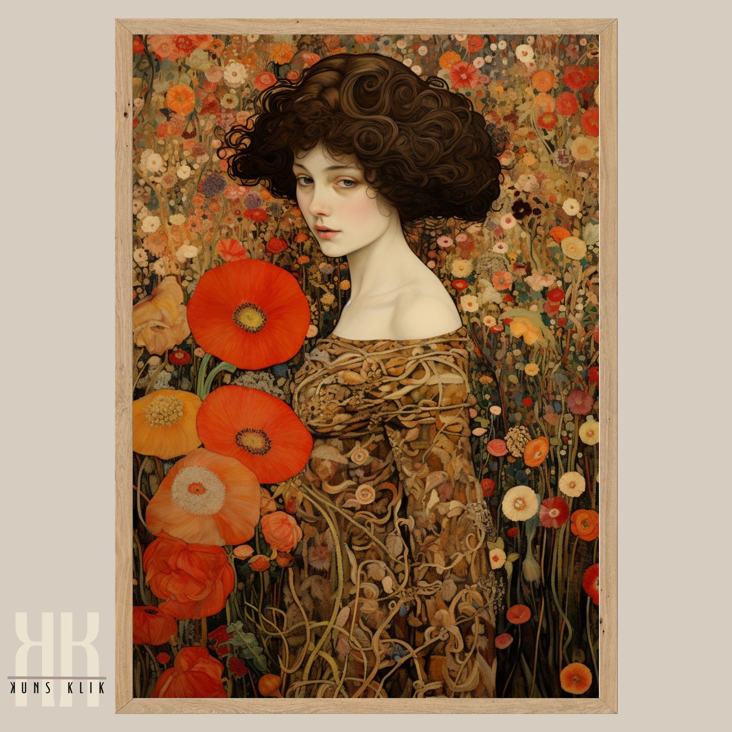 Elegant Art Nouveau Floral Portraits of Women Print