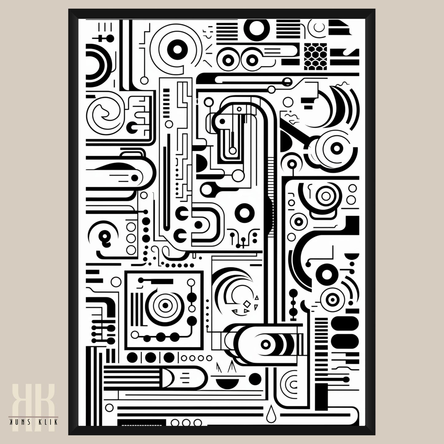 Modern Abstract Circuitry Pattern Art - 1