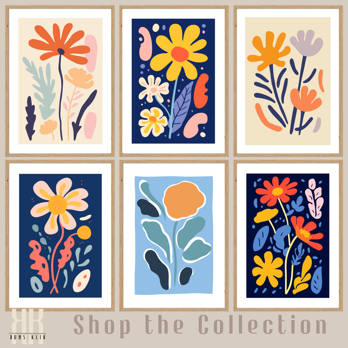 Contemporary Botanical Flat Floral Wall Art - 1