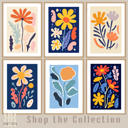 Contemporary Botanical Flat Floral Wall Art - 1