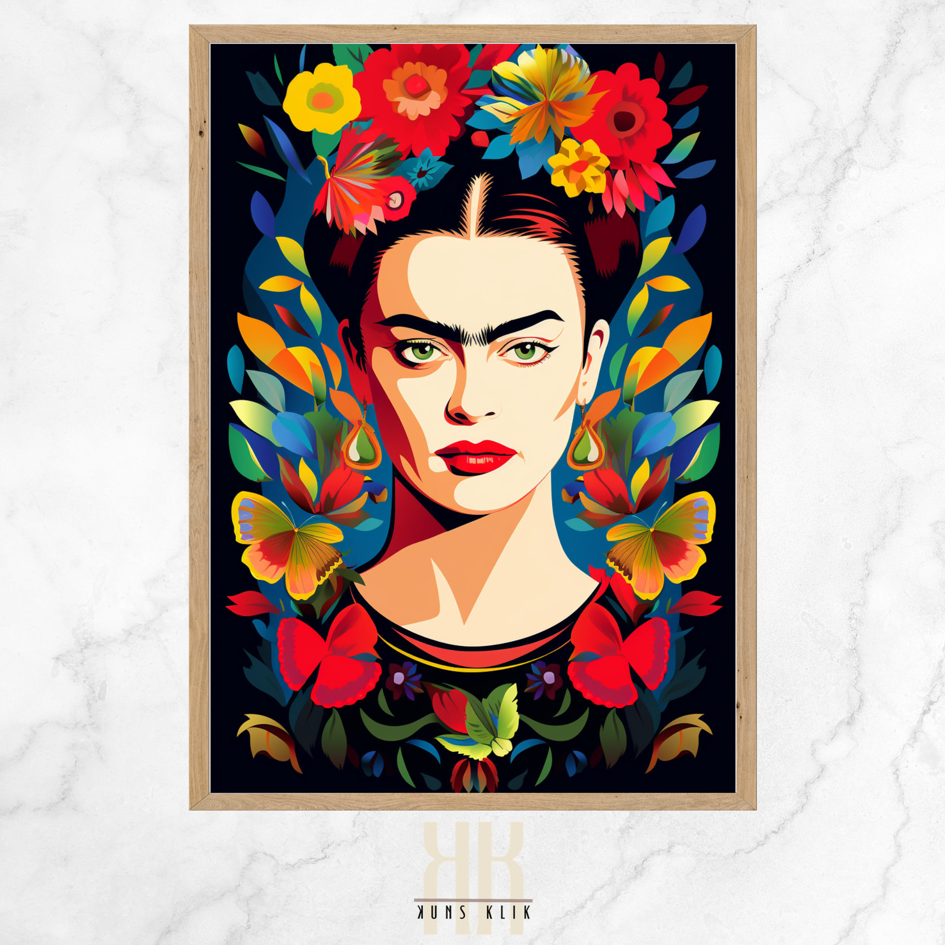 bold colourful frida portrait