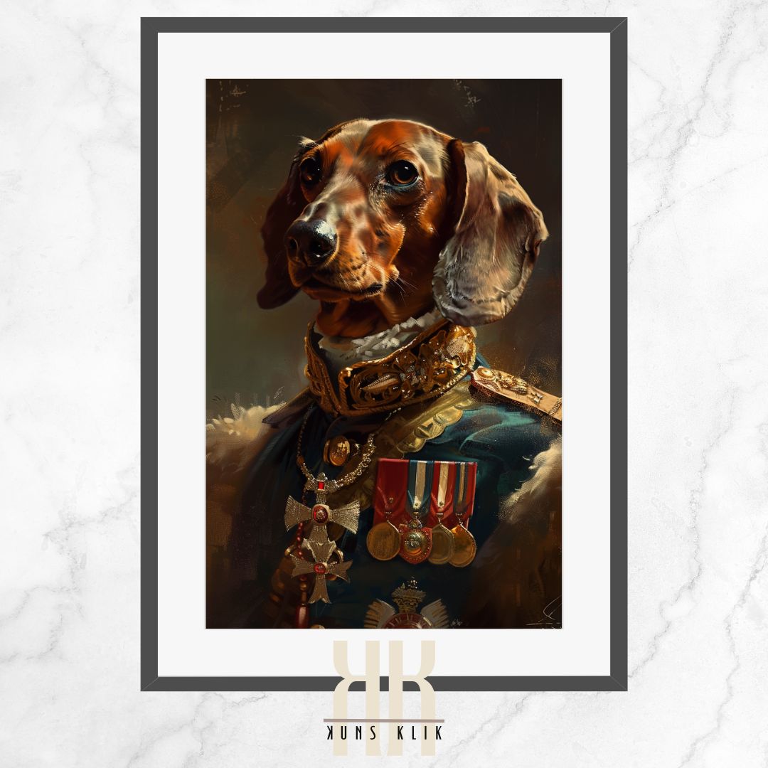 Dachshund Dog Royal Portrait Dressed as Royalty