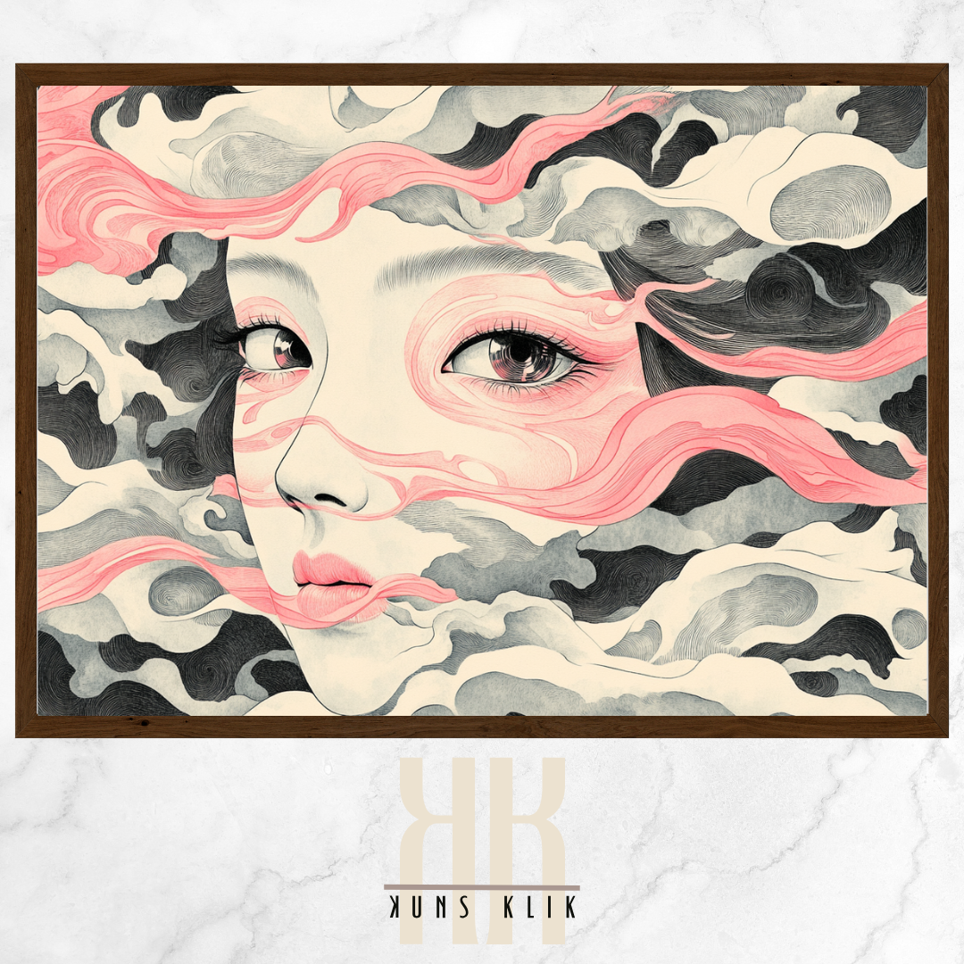 Japanese-Inspired Ethereal Portrait - Fine Art Wall Poster