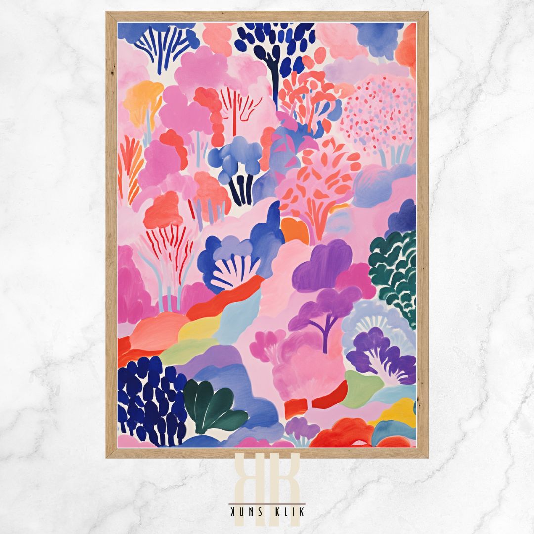 Matisse Style Art Print of Forest and Mountains