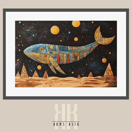 Mystical Whale Floating in the Galaxy - Surreal Space Print