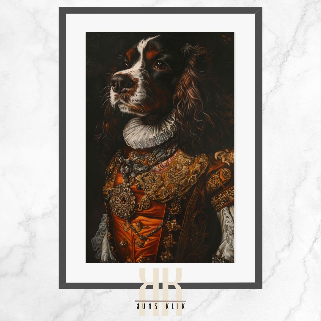 Spaniel Dog Royal Portrait Dressed as Royalty