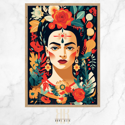 bold colourful frida portrait