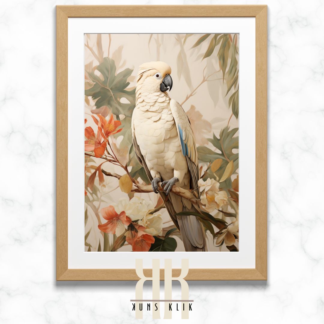 Parrot and Botanical Art Print