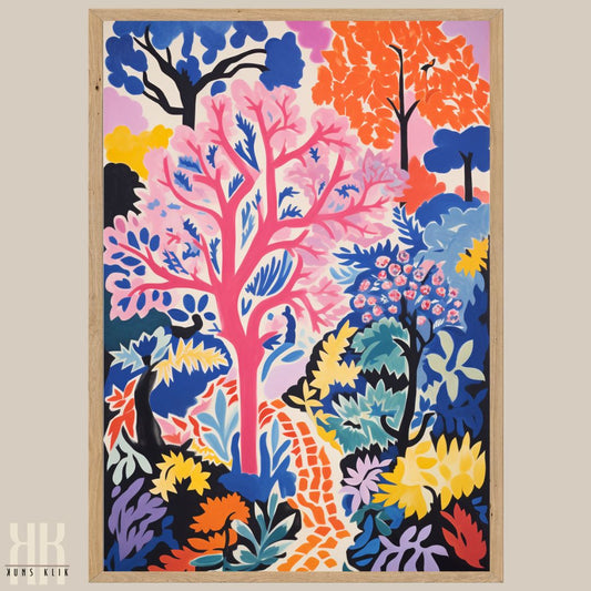 Colourful Forest and Mountain Scene Art Print