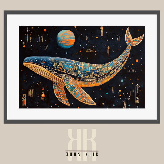 Fantasy Cosmic Whale Art Print - Vibrant Dreamlike Decor