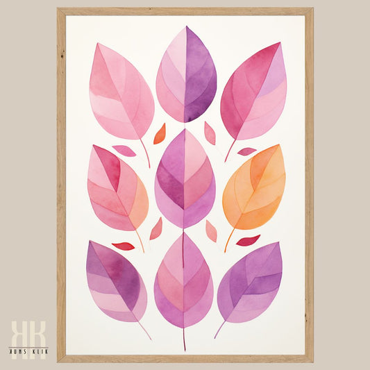 Minimalist Leaf Art Print in Soft Pastels