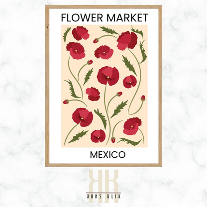 floral pattern flat graphic flower market poster