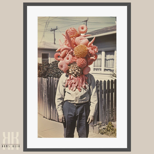 Surrealist Creature Portrait Art Print with Coral and Tentacles