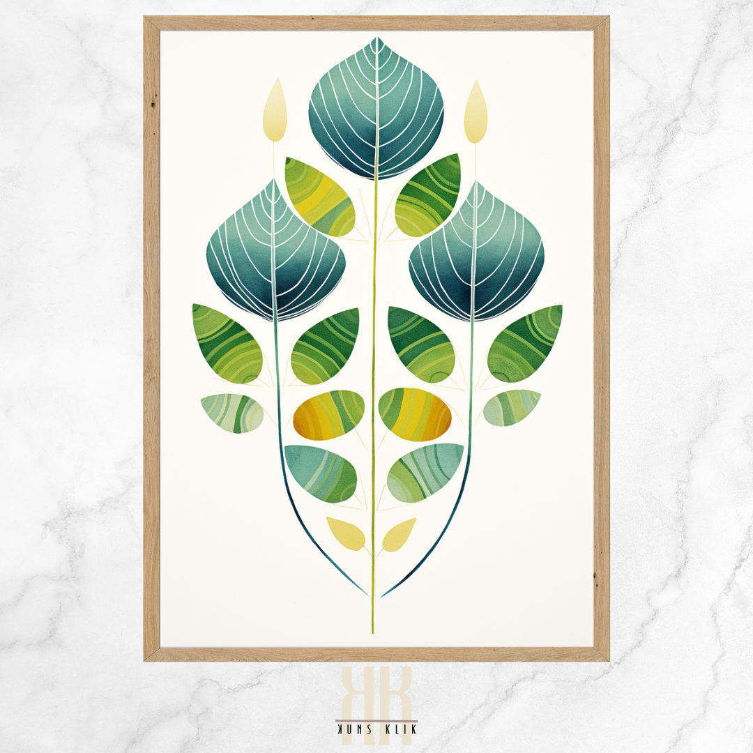 Green Leaf Flat Botanical Minimalist Print