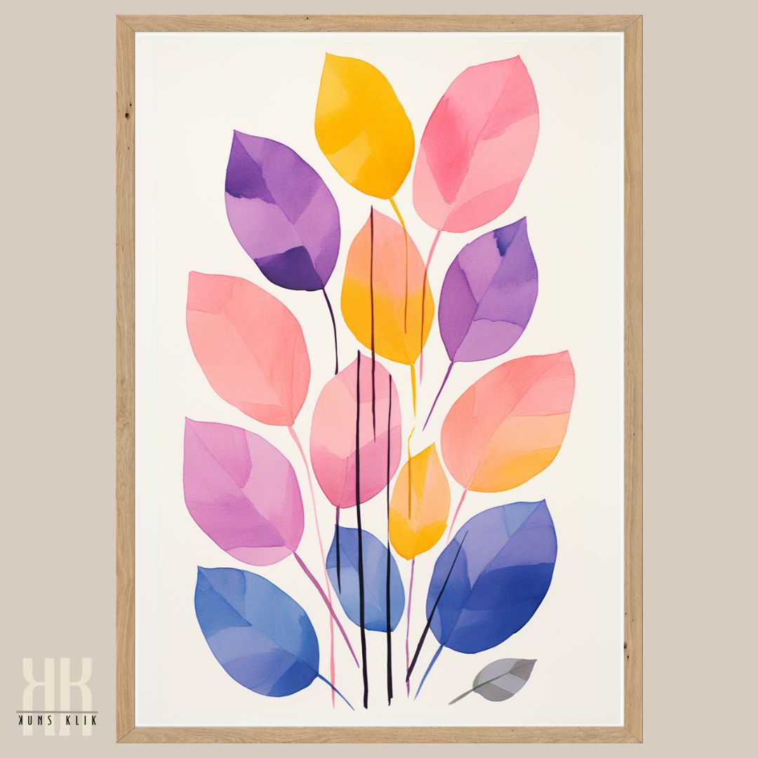 Modern Watercolour Leaves Print Minimalist Botanical Decor