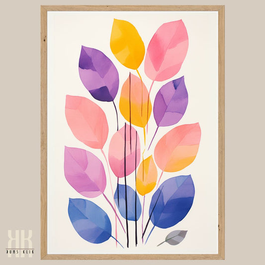 Modern Watercolour Leaves Print Minimalist Botanical Decor