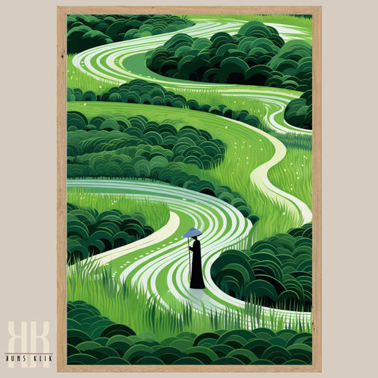 Soft Green Curves Landscape Art Minimalist Print