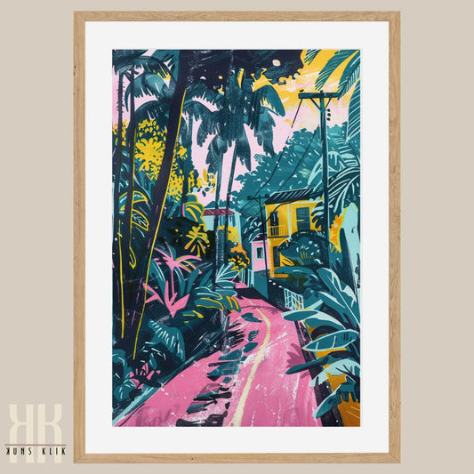 Cuban Paradise Poster – Vibrant City Streets & Lush Greenery