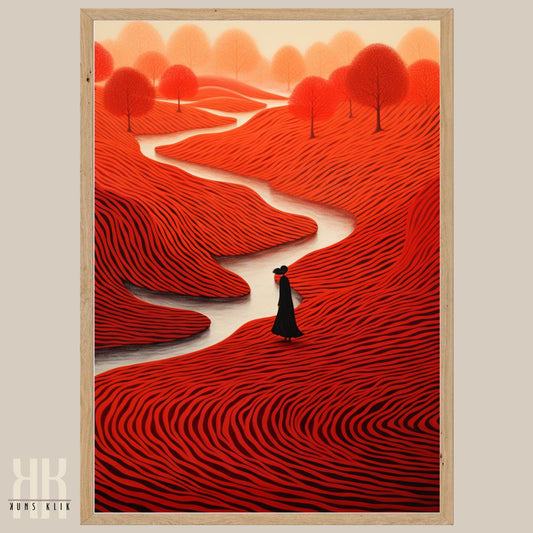 Art Print of Figure in Abstract Red Landscape