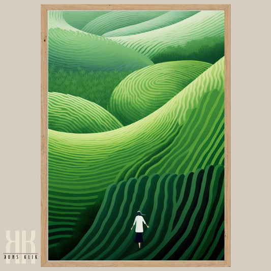Modern Minimalist Landscape Green Waves of Nature Wall Art