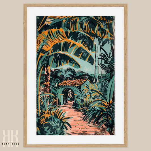 Tropical Dreamscape Wall Art – Exotic Jungle with Vintage Color Palette