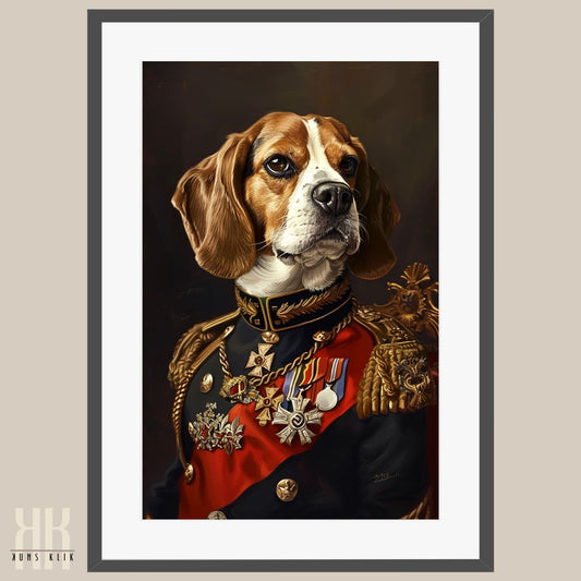 Beagle Dog Royal Portrait Dressed as Royalty